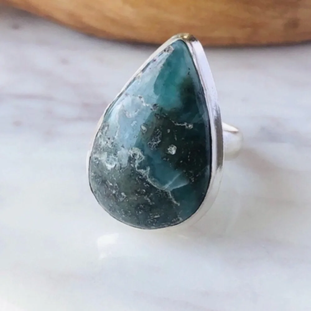 Silver Plated Republic Larimar Boho Ring